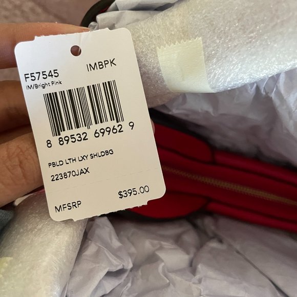 Coach Lexy Shoulder Bag Bright Pink PEBBLE LEATHER NWT - Picture 4 of 14